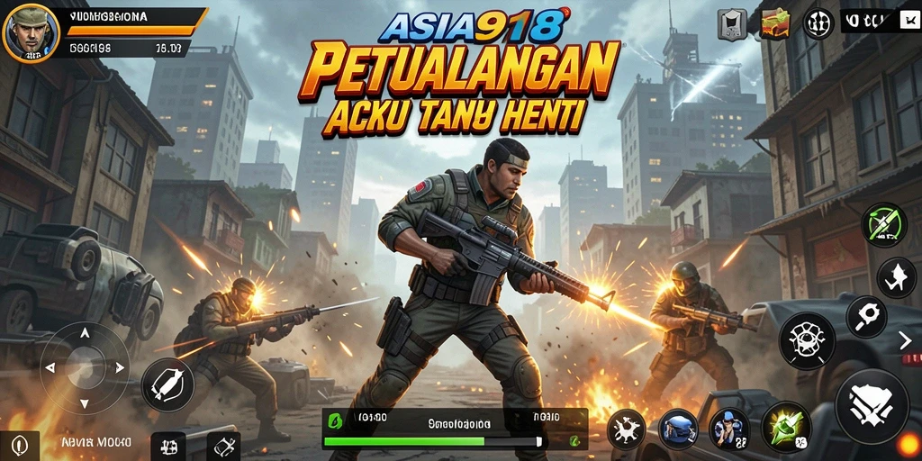 Tampilan gameplay seru dalam ASIA918 saat bertarung dengan musuh.