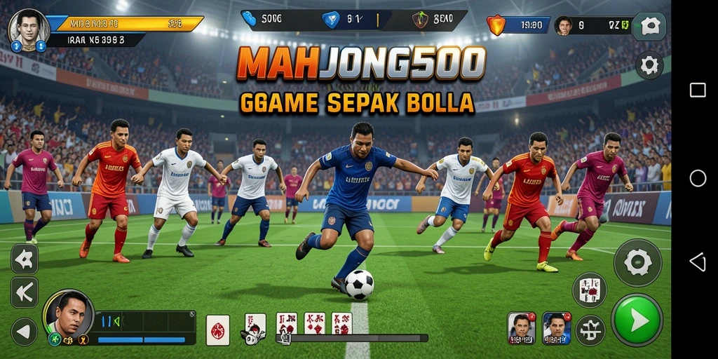 Tampilkan aksi seru gameplay sepak bola di MAHJONG500.